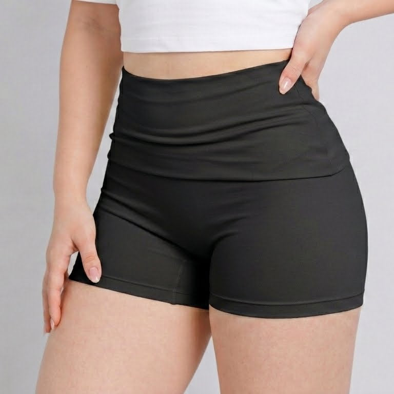 Summer Limited Collection ✦ Hidden Scrunch Foldover Shorts (Black)