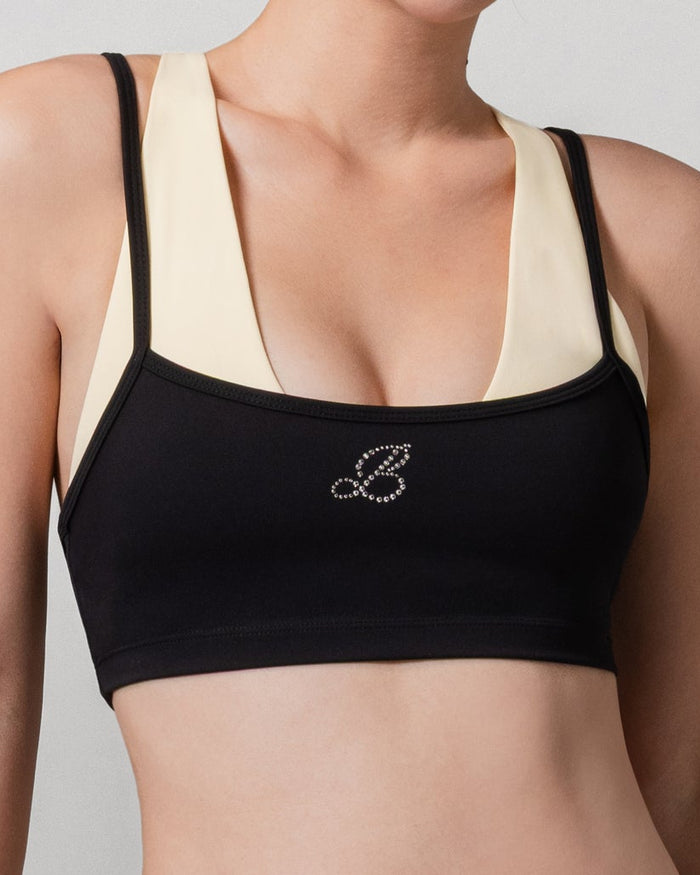 Rhinestone MIA High Support Double-Layered Bra ✦ Midnight Collection