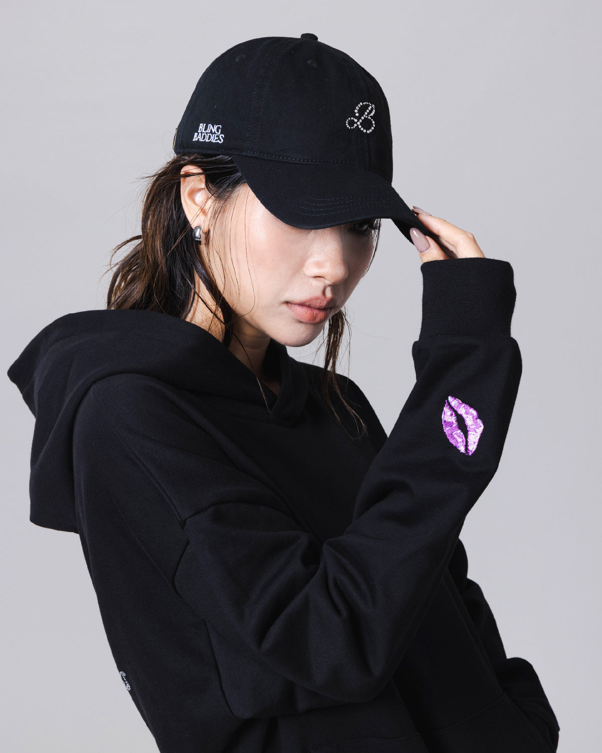 Rhinestone KISSES Cap ✦ Midnight Collection