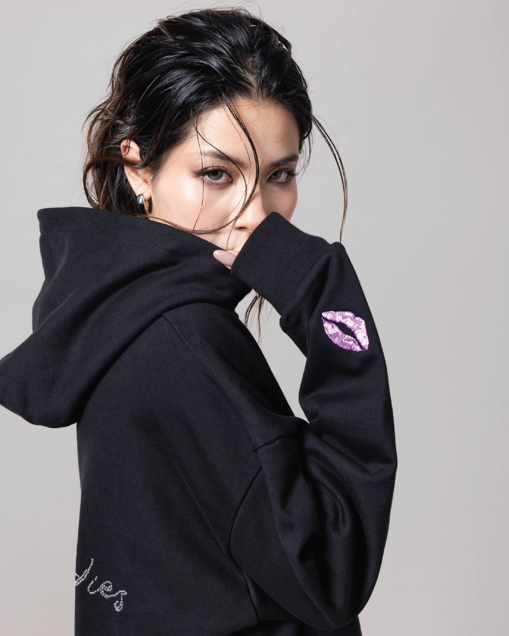 Rhinestone KISSES Hoodie ✦ Midnight Collection