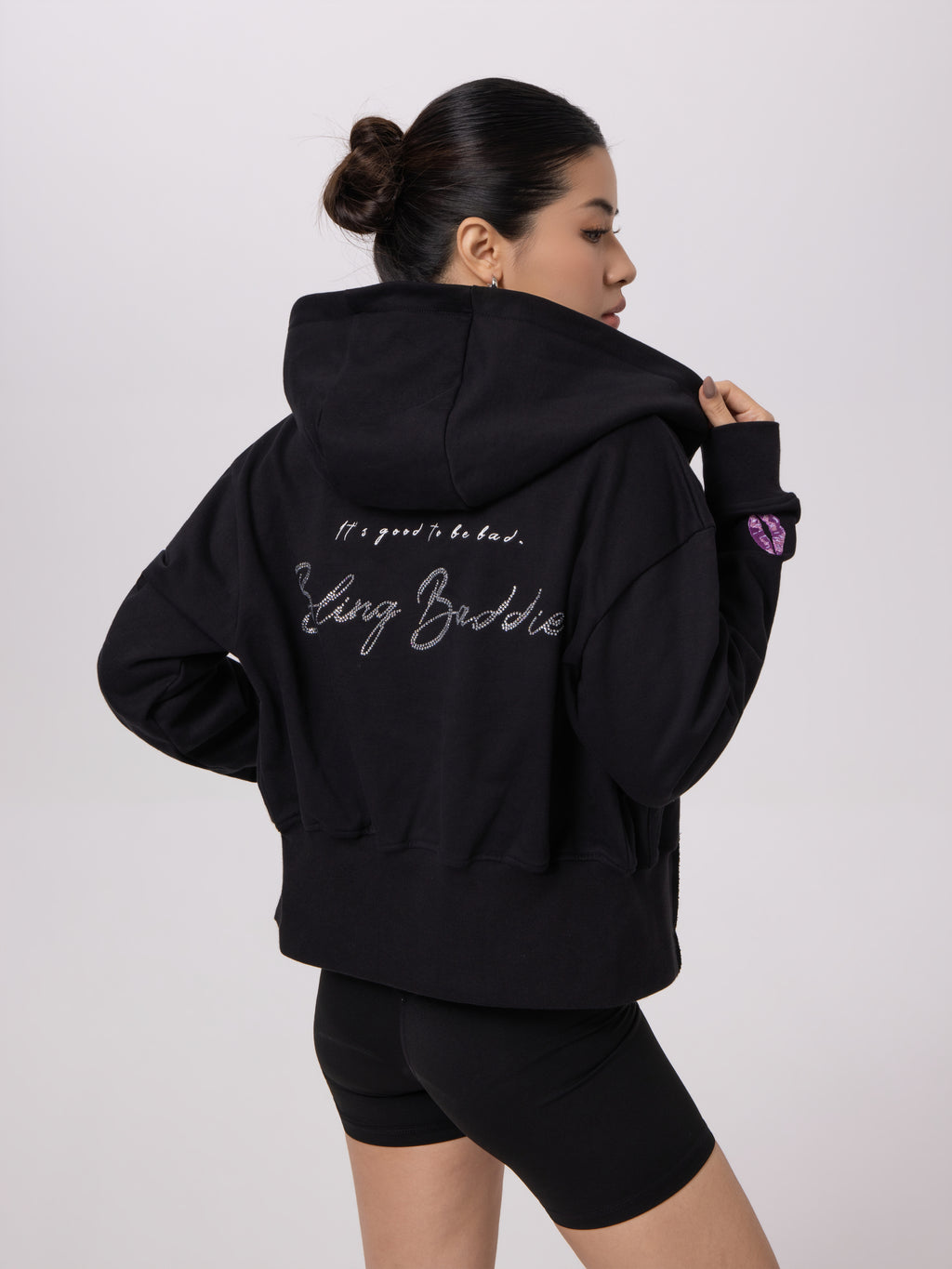 Rhinestone KISSES Zip Hoodie ✦ Midnight Collection