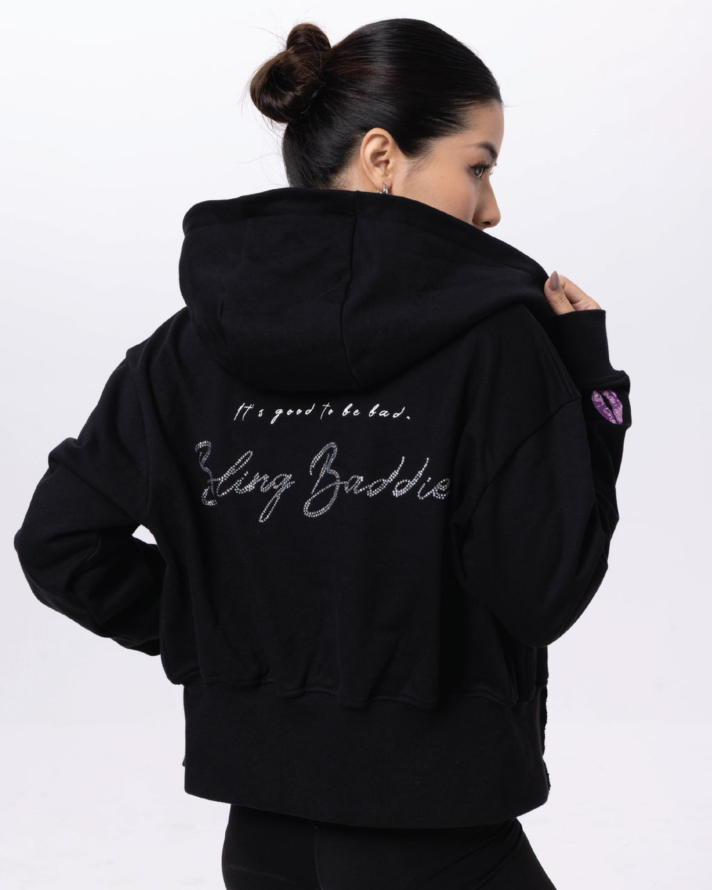 Rhinestone KISSES Zip Hoodie ✦ Midnight Collection